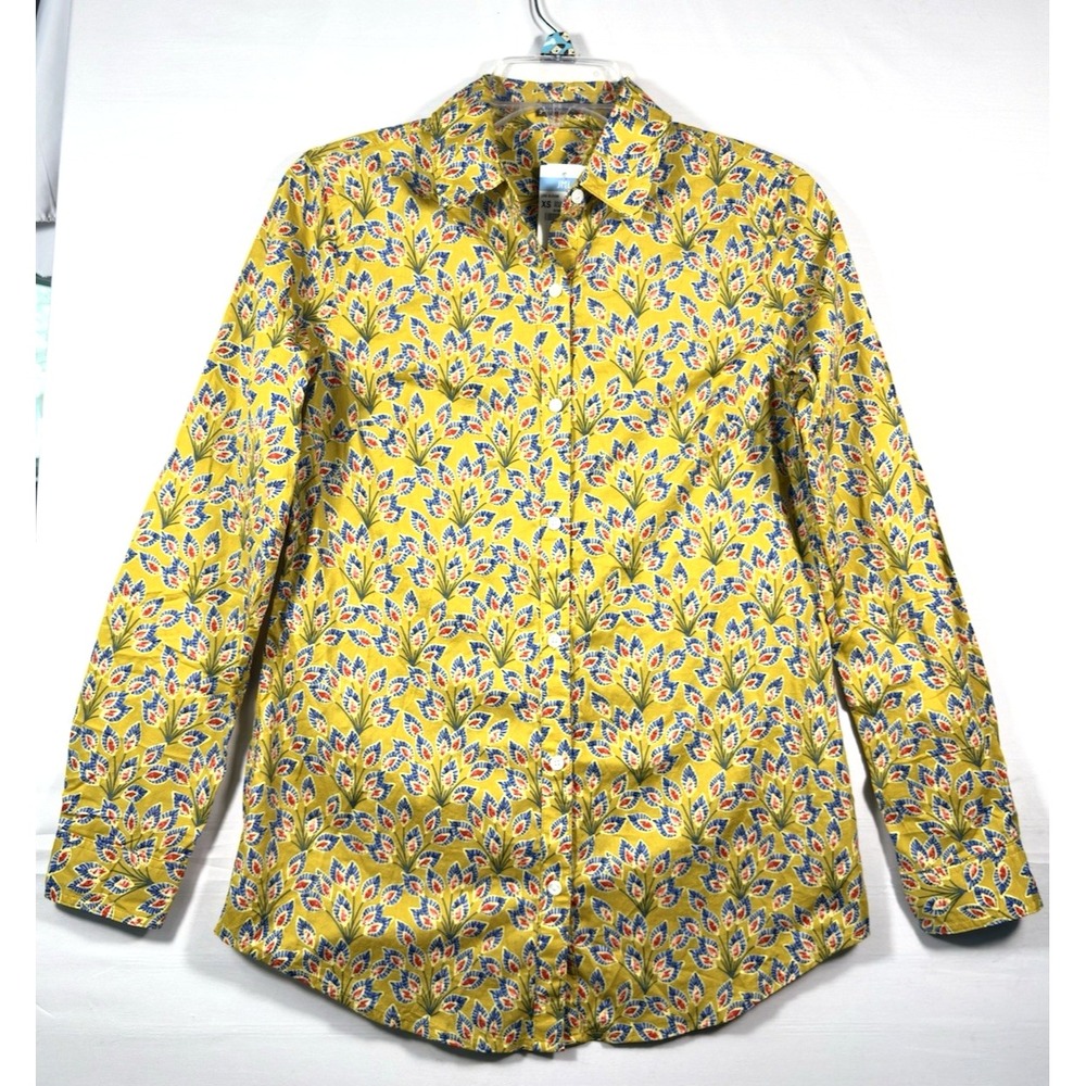 J. McLaughlin Lois Blouse Peacock Feather gold/blue/red  Button‎ Up Shirt XS NwT